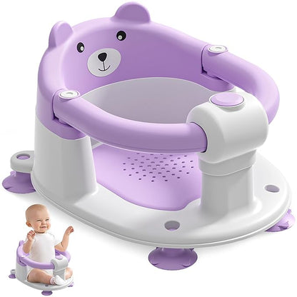 Baby Bath Seat for Babies 6 Months & up, Non-Slip Toddler Bath Seats for Babies Sitting Up, Safe Infant & Newborn Bathtub Chair with 4 Suction Cups & Soft Cushion for Shower,Blue
