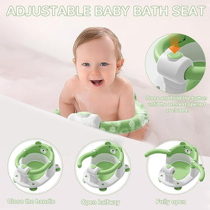 Baby Bath Seat for Babies 6 Months & up, Non-Slip Toddler Bath Seats for Babies Sitting Up, Safe Infant & Newborn Bathtub Chair with 4 Suction Cups & Soft Cushion for Shower,Blue