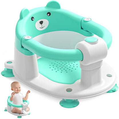 Baby Bath Seat for Babies 6 Months & up, Non-Slip Toddler Bath Seats for Babies Sitting Up, Safe Infant & Newborn Bathtub Chair with 4 Suction Cups & Soft Cushion for Shower,Blue